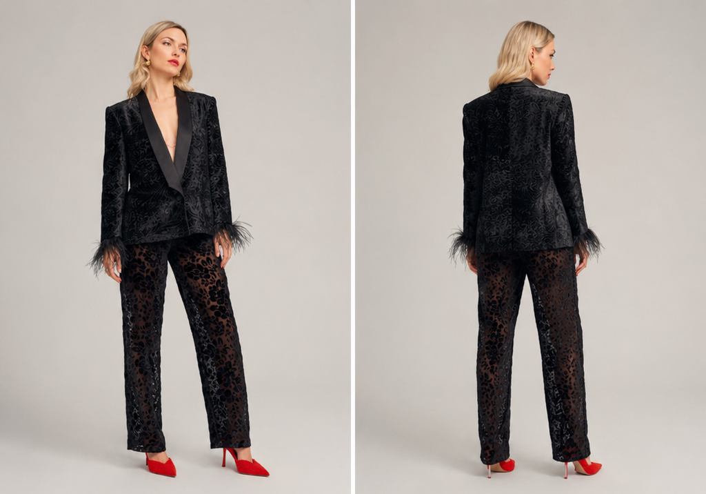 Burnout velvet black pants