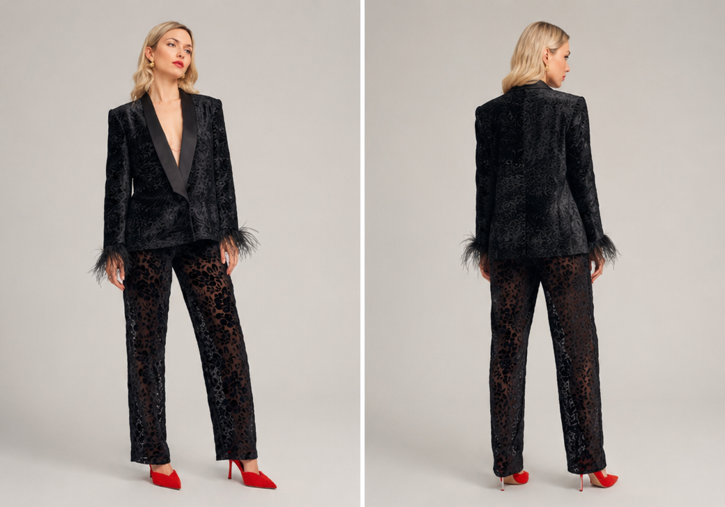 Burnout velvet black pants
