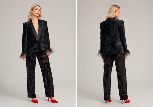 Burnout velvet black pants