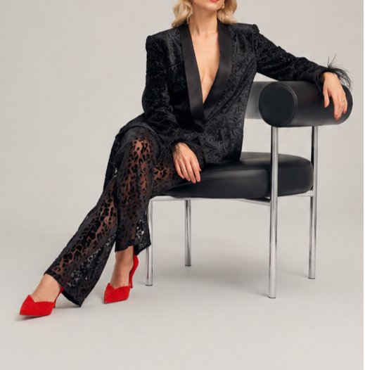 Burnout velvet black pants