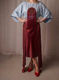 Burgundy skirt with stripes