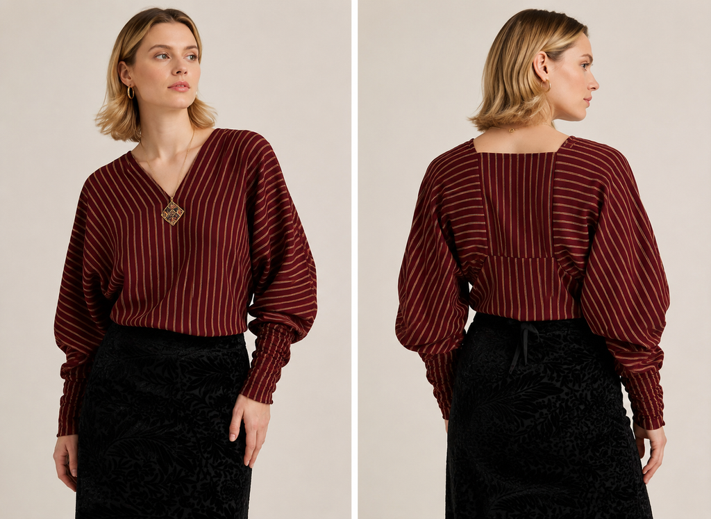 Burgundy Striped Blouse
