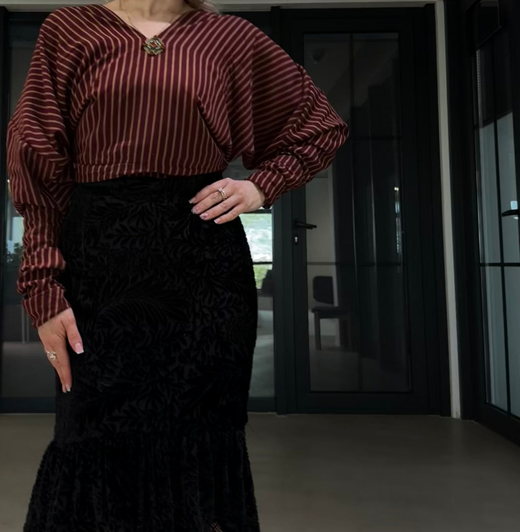 Burgundy Striped Blouse