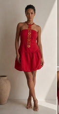 Red necktie dress