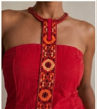 Red necktie dress
