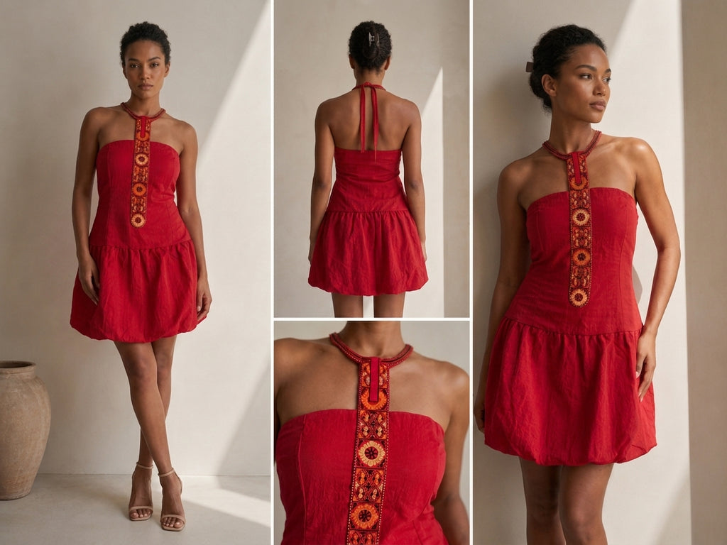 Red necktie dress